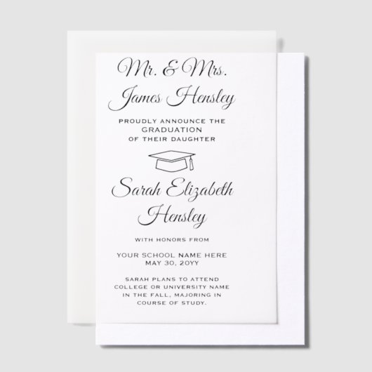 Von den Eltern Vellum Graduation Ankündigungen (Versetzt)