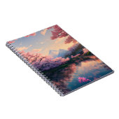 Von den Kirschblossom-Bäumen gesäumter See Notizblock (Rechte Seite)