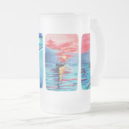 Von den Leuchtturm-Meerjungfrauen Mattglas Bierglas (VorderseiteRechts)