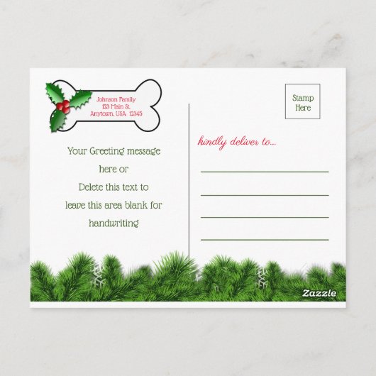 Von den Weihnachtskarten des Hundes Postkarte (Rückseite)