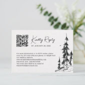 Von der Bergwaldhand gezogener QR-Code online RSVP Karte (Stehend Vorderseite)