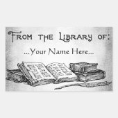 Von der Bibliothek des benutzerdefinierten Buchzei Rechteckiger Aufkleber (Vorderseite)