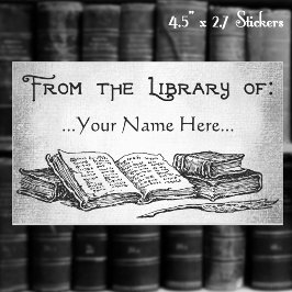 Von der Bibliothek des benutzerdefinierten Buchzei Rechteckiger Aufkleber