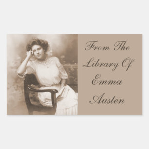 Von der Bibliothek… des Vintagen Fotos buchen Si Rechteckiger Aufkleber