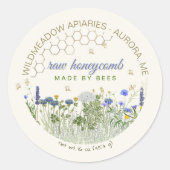 VON DER BIES HONEYCOMB-Klasse für Wiesenpflanzen u Runder Aufkleber (Vorderseite)