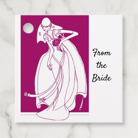 Von der Bride fuschia rosa und weiß Geschenkanhänger (Vorderseite)