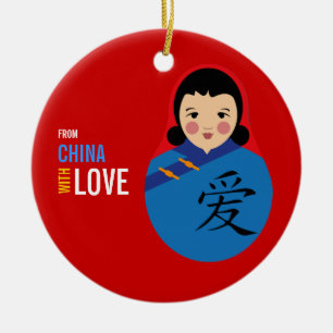 Von der China mit Liebe-Adoptions-Andenken-Mädche Keramik Ornament