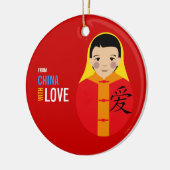 Von der China mit Liebe-Jungen-Adoptions-Andenken Keramikornament (Links)