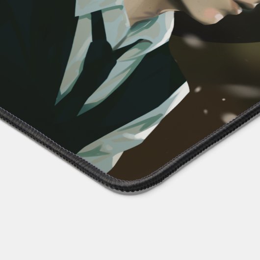 Von der Computer-matte mit Stacheldraht gehaltene  Schreibtischunterlage (Ecke)