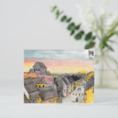 Von der Dachterrasse genießen Sie bei Sonnenunterg Postkarte (Stehend Vorderseite)