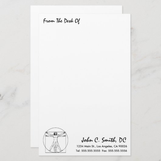 "Von der Ecke der"Chiropraktik Briefpapier (Vorne/Hinten)