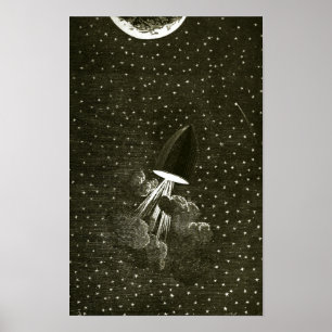 Von der Erde zum Mond durch Jules Vern Art Poster