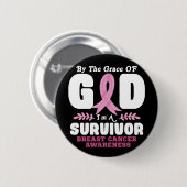 Von der Gnade Gott bin ein Überlebender Brustkrebs Button (Vorne & Hinten)