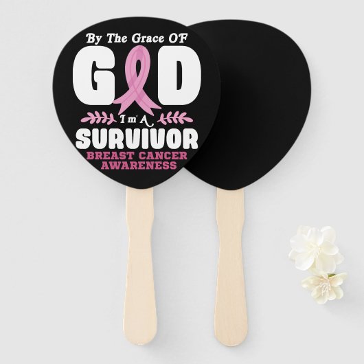 Von der Gnade Gott bin ein Überlebender Brustkrebs Fächer (Vorne und Hinten)