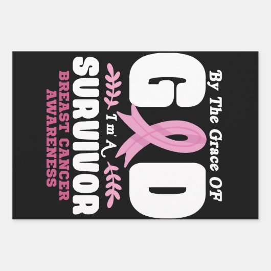 Von der Gnade Gott bin ein Überlebender Brustkrebs Geschenkpapier Set (Vorderseite)