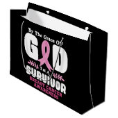 Von der Gnade Gott bin ein Überlebender Brustkrebs Große Geschenktüte (Vorderseite Schrägansicht)