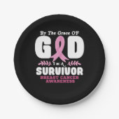Von der Gnade Gott bin ein Überlebender Brustkrebs Pappteller (Vorderseite)