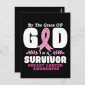 Von der Gnade Gott bin ein Überlebender Brustkrebs Postkarte (Vorne/Hinten)