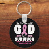 Von der Gnade Gott bin ein Überlebender Brustkrebs Schlüsselanhänger (Vorderseite)