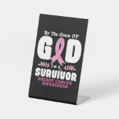 Von der Gnade Gott bin ein Überlebender Brustkrebs Sockelschild (Vorderseite)
