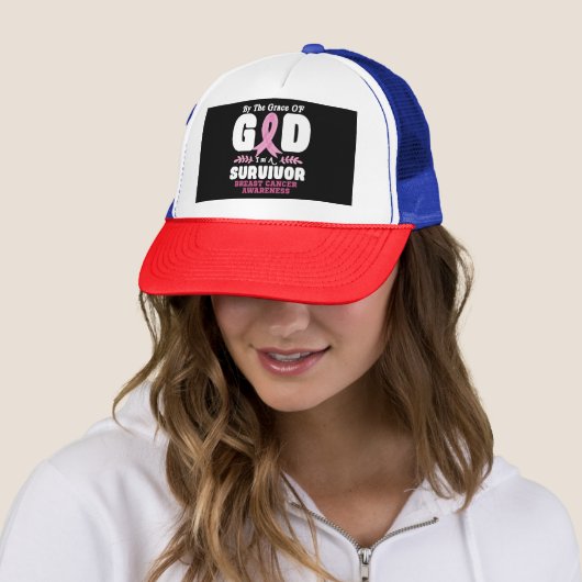 Von der Gnade Gott bin ein Überlebender Brustkrebs Truckerkappe (Beispiel)