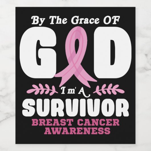 Von der Gnade Gott bin ein Überlebender Brustkrebs Weinetikett (Einzelnes Label)