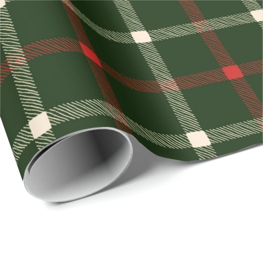 Von der Hand gezeichnete karierte, dunkelgrüne Sah Geschenkpapier (Rolleneckpunkt)