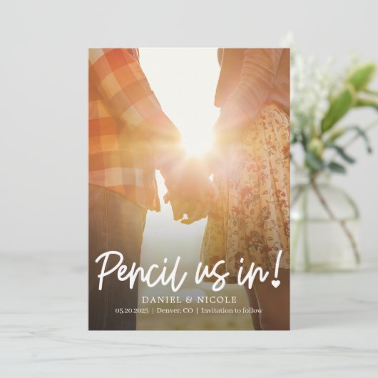 Von der Herz bearbeitbaren Farbkarte Save the Date Dankeskarte (Stehend Vorderseite)