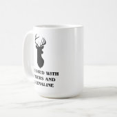 Von der Jagd auf Hirsche und Adrenalin besessen Kaffeetasse (Vorderseite Links)