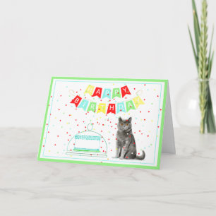 Von der Katze Geburtstagsbanner und Cake Card Karte