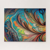 Von der KI geschaffene, Abstrakte Pfauenfeder insp Puzzle (Horizontal)