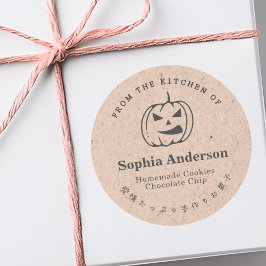 Von der Küche der Kürbislaterne Rustic Kraft Runder Aufkleber