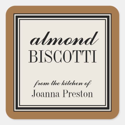 "Von der Küche" der quadratischen Quadratischer Aufkleber (Vorderseite)