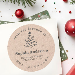 Von der Küche der Weihnachtsbaume Star Kraft Runder Aufkleber