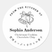 Von der Küche der Weihnachtsglocke Minimalistisch Runder Aufkleber (Vorderseite)