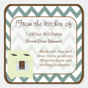 Von der Küche des Zickzack kleinen Blaus/des Quadratischer Aufkleber