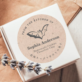 Von der Küche Halloween Bat Kraft rustikal Runder Aufkleber