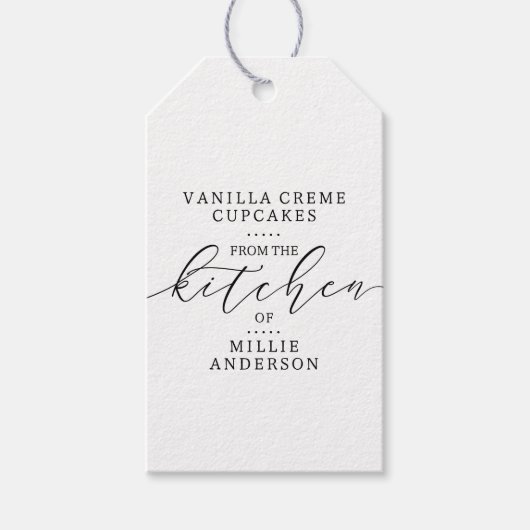 Von der Küche handgeschriebene Skripterzeugnisse Geschenkanhänger (Vorderseite)