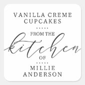 Von der Küche handgeschriebene Skripterzeugnisse Quadratischer Aufkleber (Vorderseite)