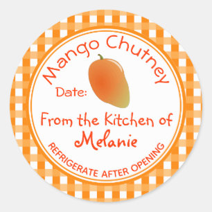 Von der Küche Mango Chutney hausgemachte Canning Runder Aufkleber