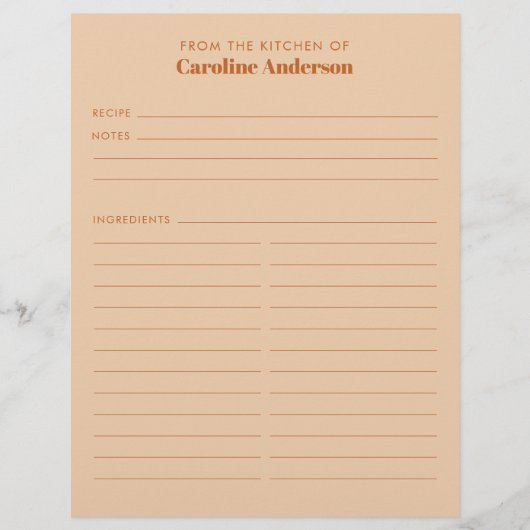 Von der Küche moderne Tan Brown Rezept Custom Flyer (Vorne)