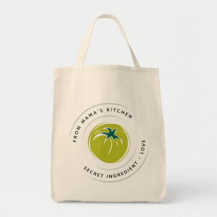 Von der Küche von .. Logo für grüne Tomaten Tragetasche