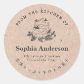 Von der Küche Weihnachts Cake Kraft rustikal Runder Aufkleber (Vorderseite)
