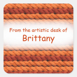 Von der künstlerischen Schreibtisch der Garnaufkle Quadratischer Aufkleber