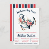 Von der Liebe verankert! Floral Boat Anchor Brautp Einladung (Vorne/Hinten)