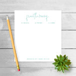 "Von der Mama" Note to School, Aquamarin Notepad Notizblock<br><div class="desc">Diese Notizblöcke sind ein perfektes Geschenk oder Ergänzung zu Ihrem Schreibtisch. Passen Sie den Notizblock mit den Namen Ihrer Kinder und Ihren Kontaktinformationen unten an. Ändern Sie mit der Funktion Anpassen den Schriftart oder das Layout des Texts.</div>