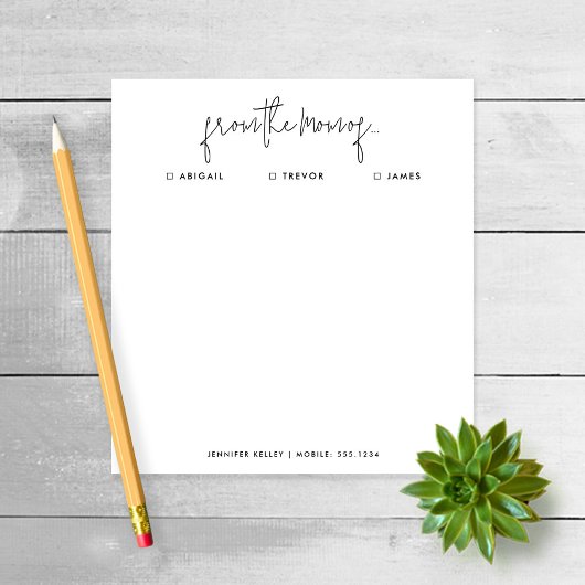 "Von der Mama" Note to School Notepad Notizblock