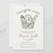 Von der Marktreife gezeichnet grünes Brautparty Einladung (Vorderseite)