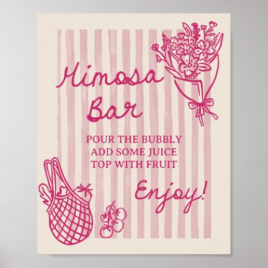 Von der Marktreife gezogenes Brautparty Mimosa Bar Poster (Vorne)