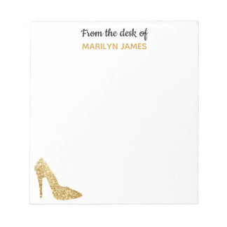 Von der Schreibtisch aus Gold Sequin High Heel Fas Notizblock
